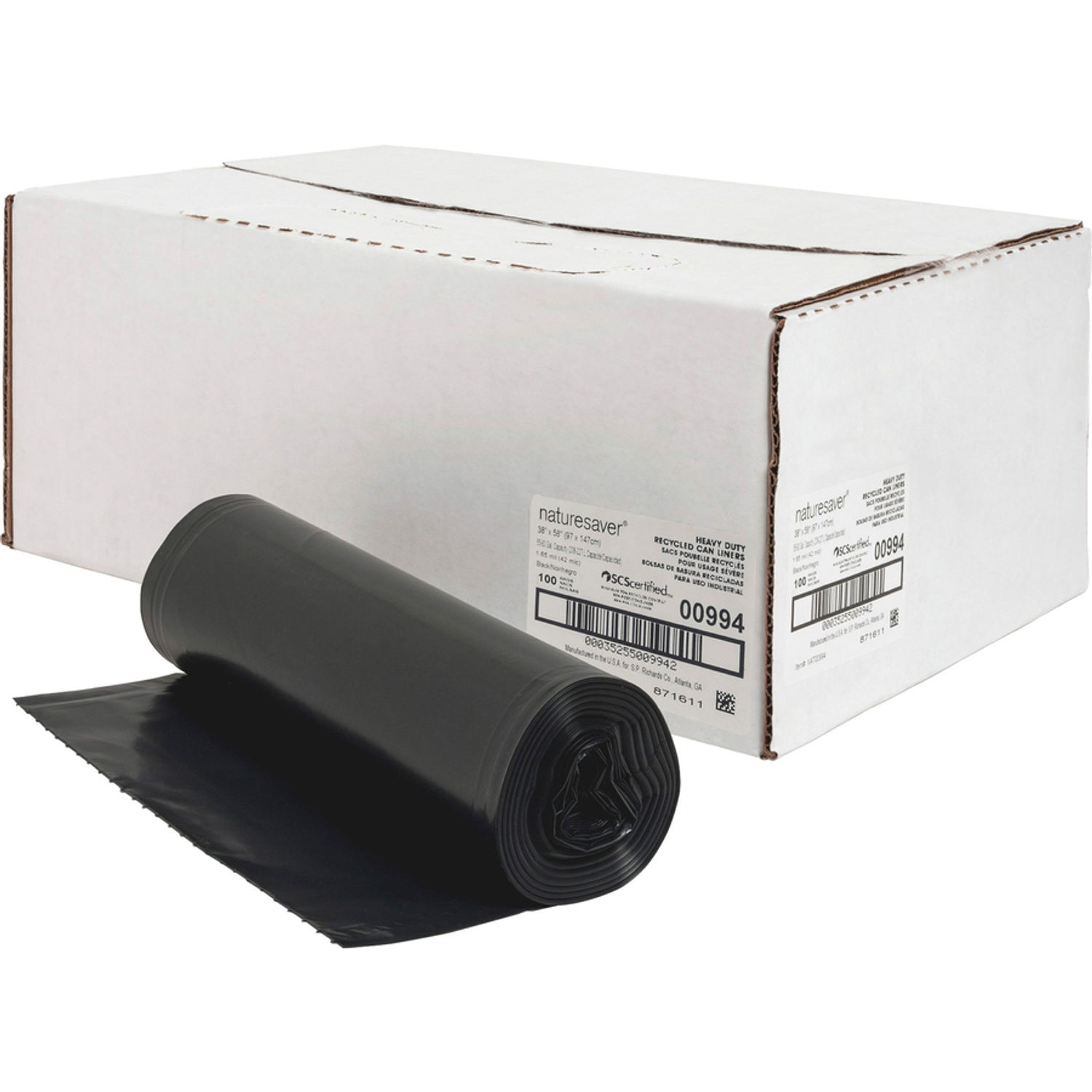 Black Low-density Recycled Can Liners by Nature Saver NAT00994