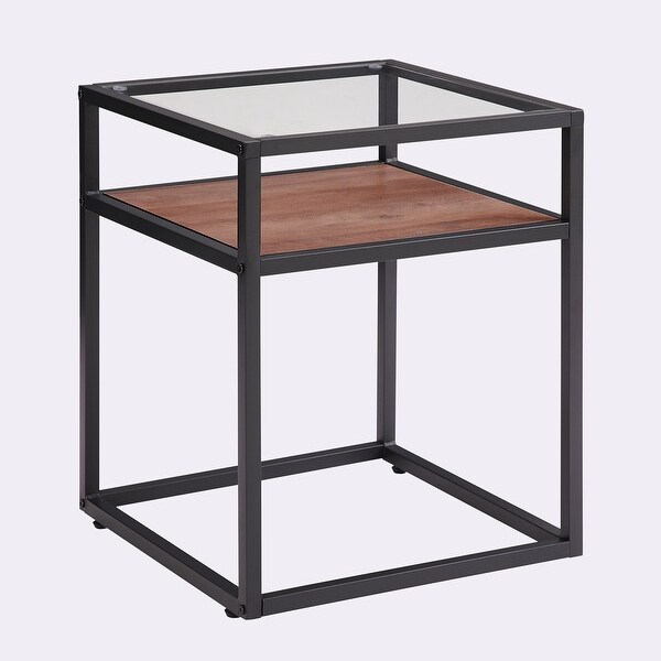 2-Tier Side Table Tempered Glass Top