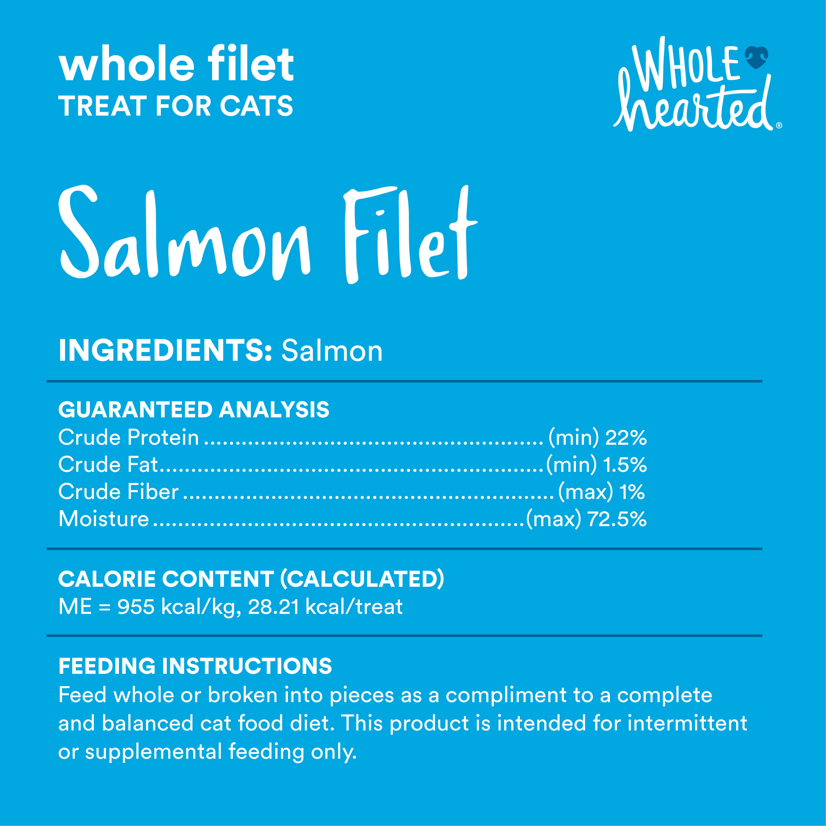 WholeHearted Protein-Rich Salmon Filet Cat Treat， 1 oz.