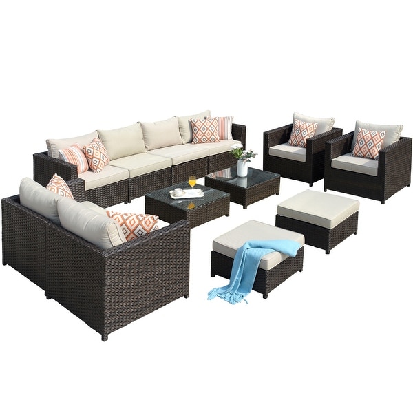 OVIOS Patio 12piece Wicker Deep Seat Furniture Set