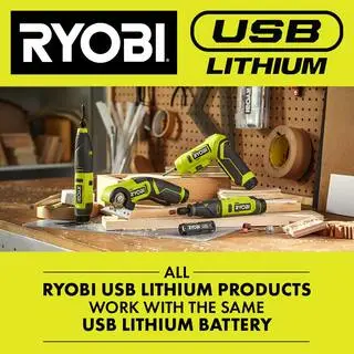 RYOBI USB Lithium Cordless High Pressure Portable Inflator Kit with 2.0 Ah USB Lithium Battery and Charging Cable FVIF51K