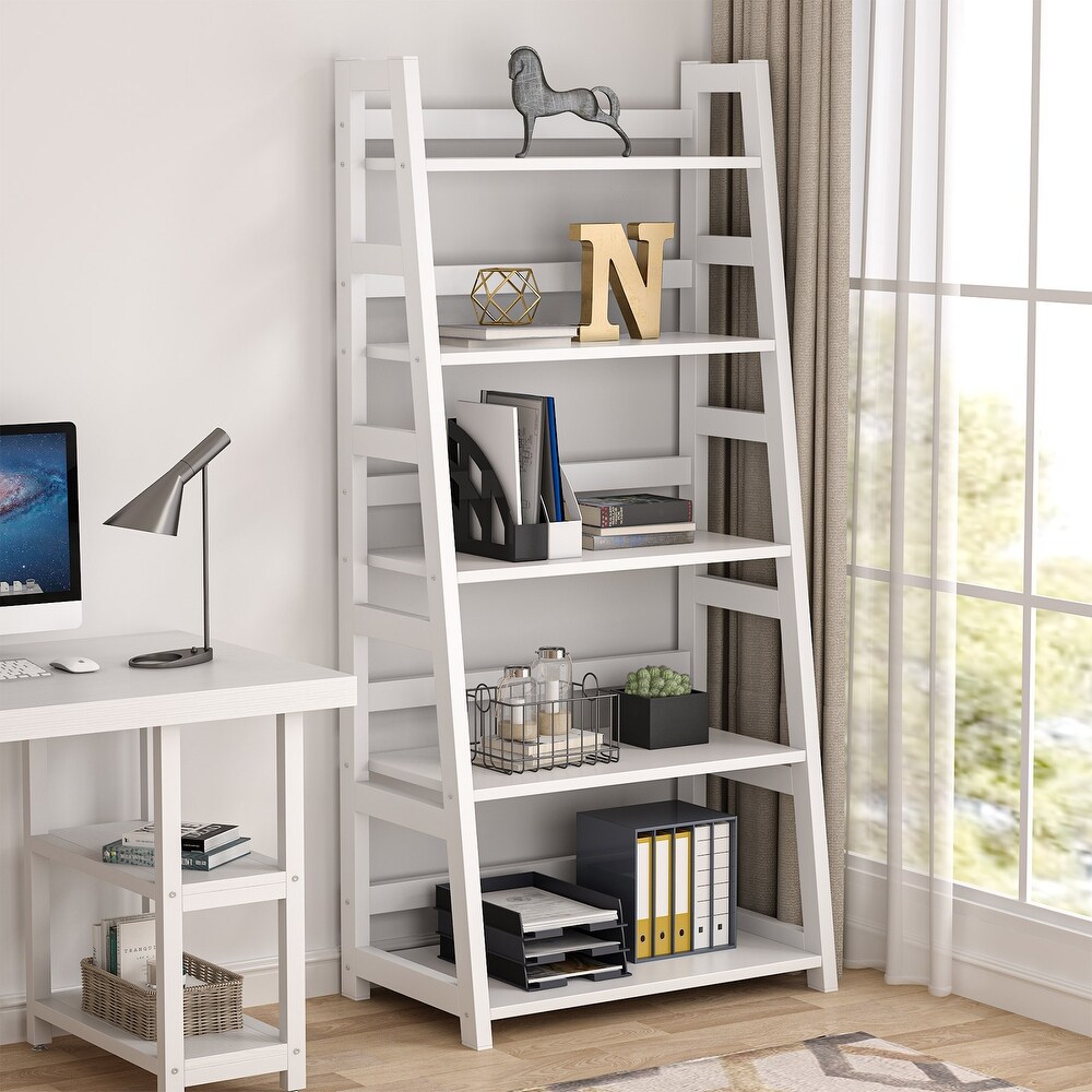 5 Tier Ladder Shelves  Bookshelf Bookcase for Living Room