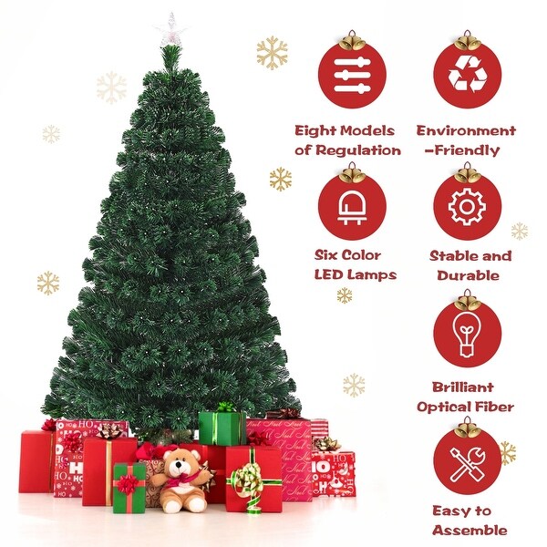 6Foot Multicolor PreLit Christmas Tree with LED Lights and Sturdy Metal Stand