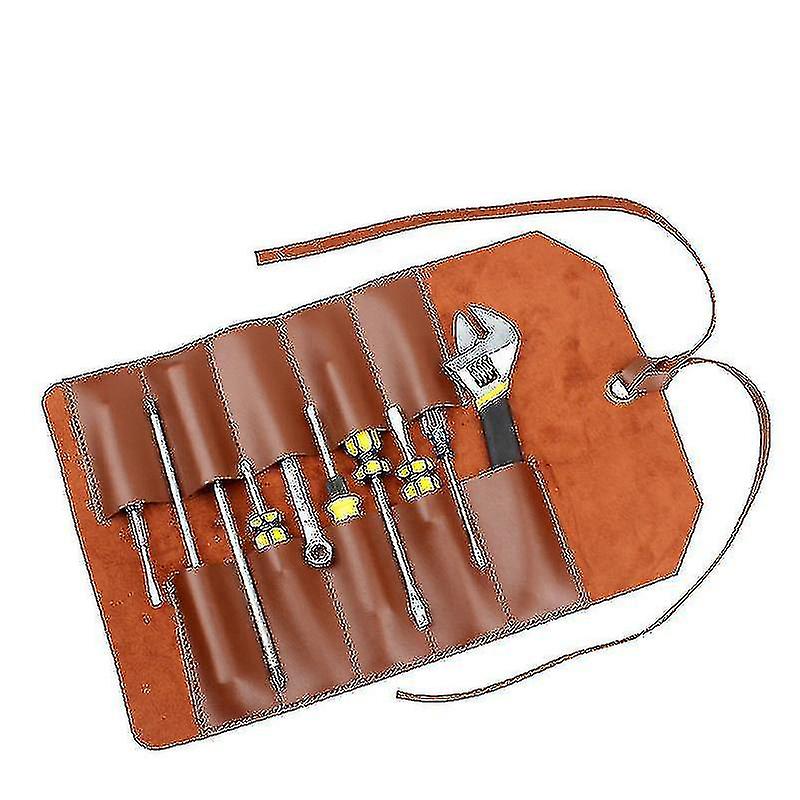 Leather Double-layer Thickened Tool Storage Roll Bag Hardware Dual-purpose Wrench