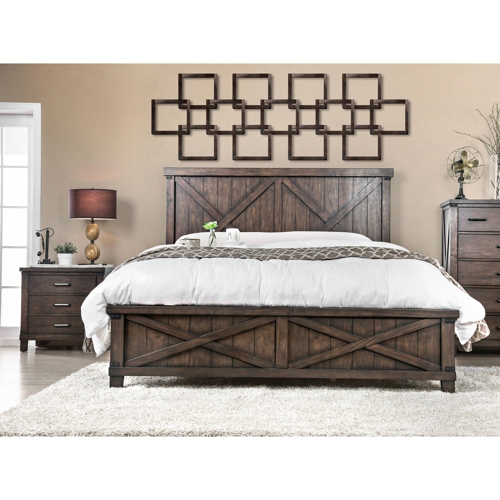 The Gray Barn Epona Rustic 2-piece Dark Walnut Bed/Nightstand Set - - 21906905