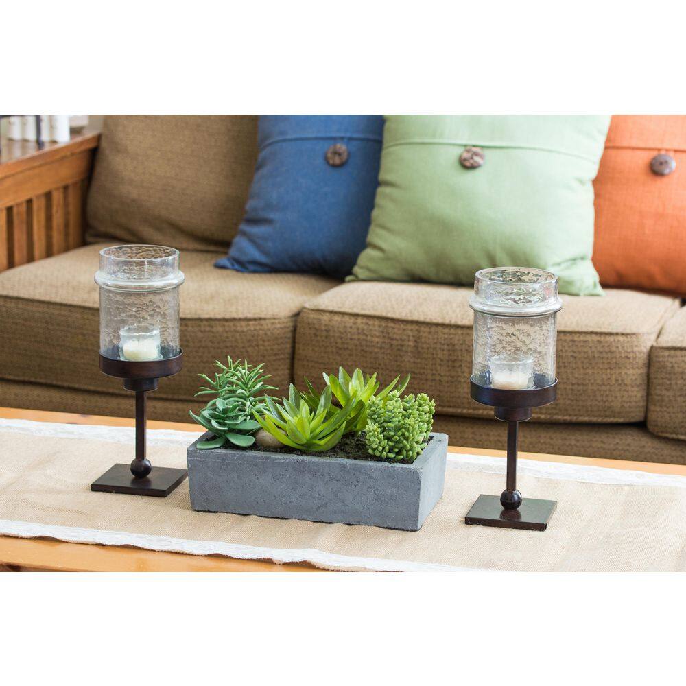 Nearly Natural Artificial Succulent Garden with Concrete Planter 4841