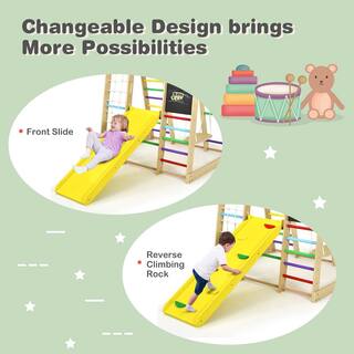 Costway Indoor Playground Climbing Gym Kids Wooden 8 in 1 Climber Playset for Children TY328218CL+