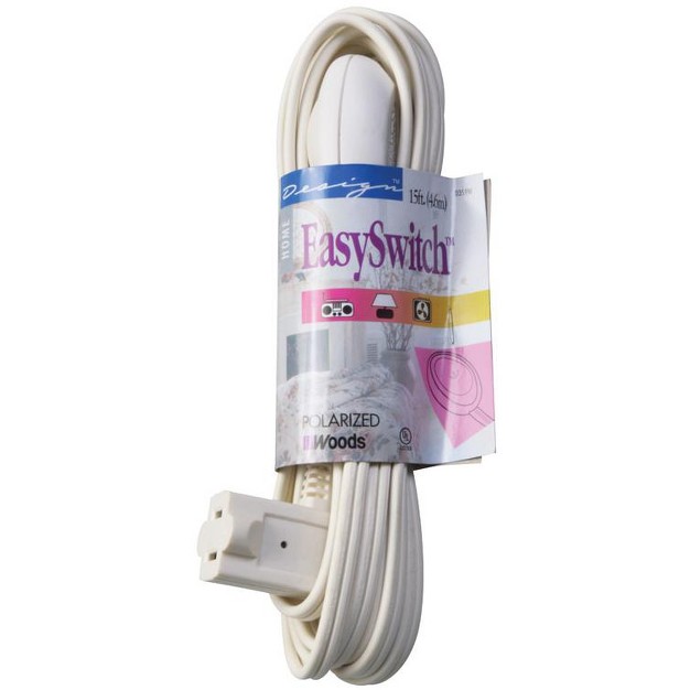 Woods Easy Switch Indoor 15 Ft L White Extension Cord 16 2 Spt 2