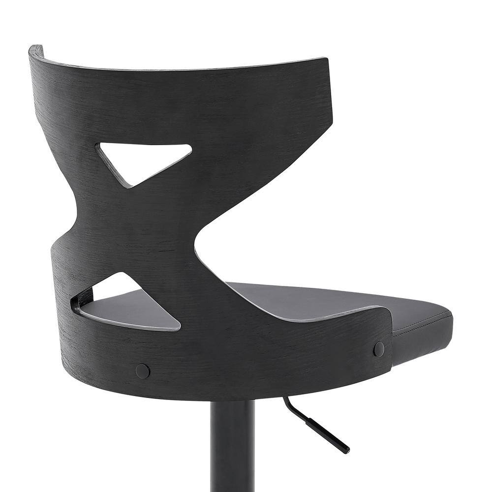 Armen Living Etienne Gray Adjustable Swivel Faux Leather and Black Metal Bar Stool LCETBABLGR