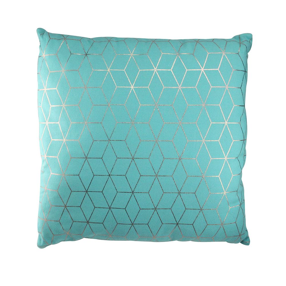 17 Ocean Blue Contemporary Geometric Square Throw Pillow