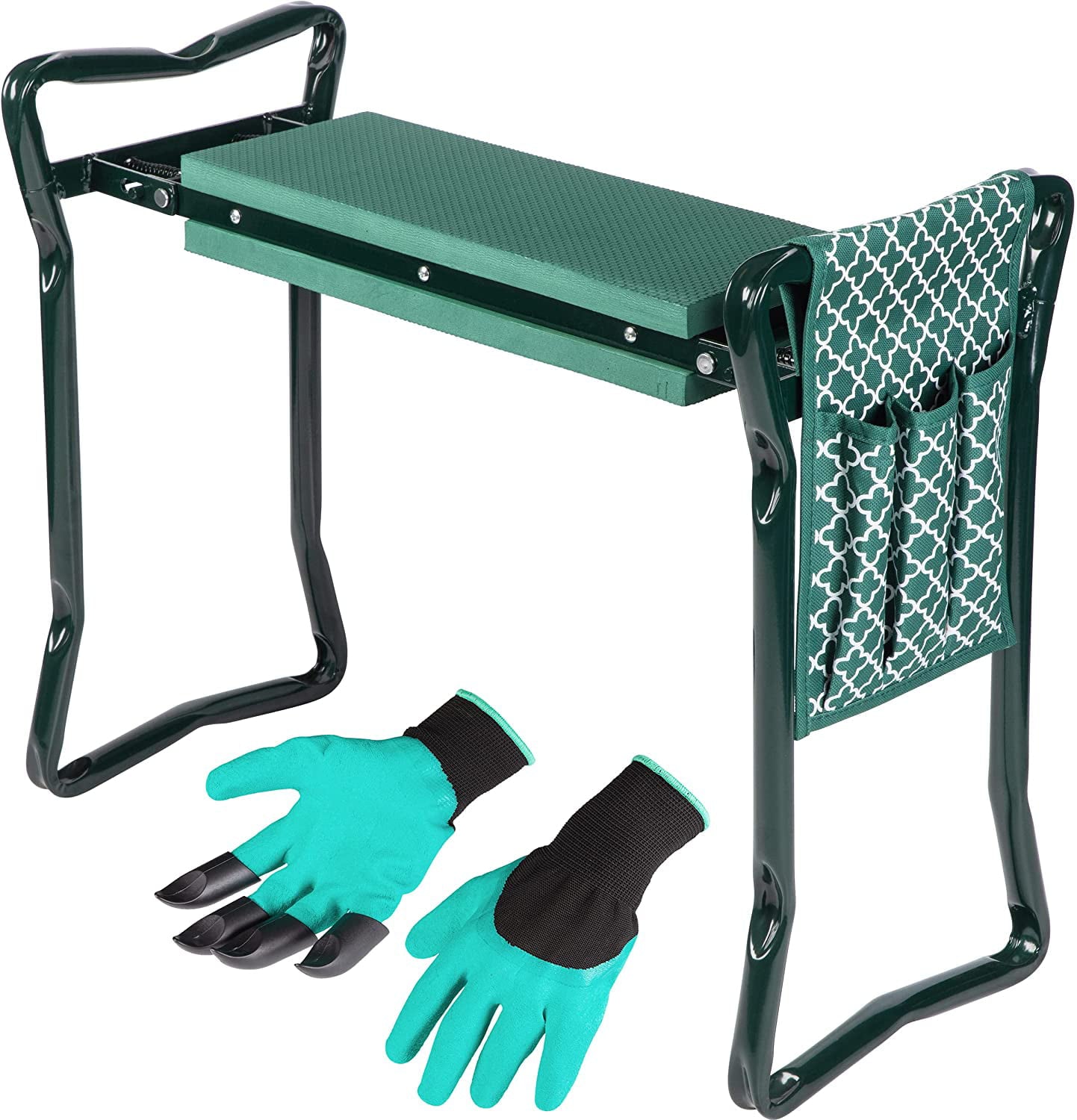 Abco Tech Garden Kneeler and Stool - Protects Your Knees, Clothes From Dirt & Grass Stains - Foldable Stool for Ease of Storage - EVA Foam Pad - Sturdy and Lightweight - Free Tool Pouch