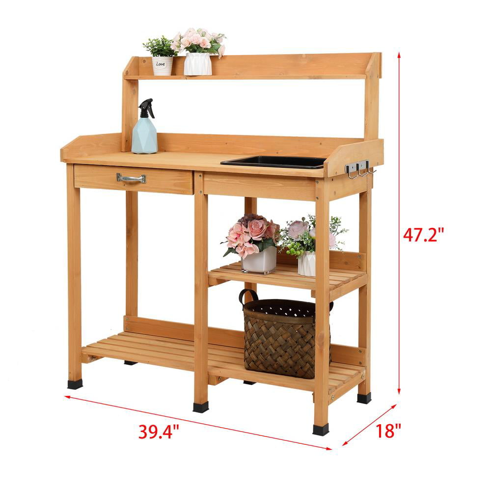 Ktaxon Garden Workbench With Drawers And Sink Drawer Storage