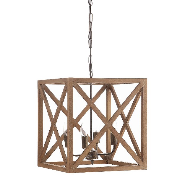 Metal wood Chandelier Natural Brown Storied Home