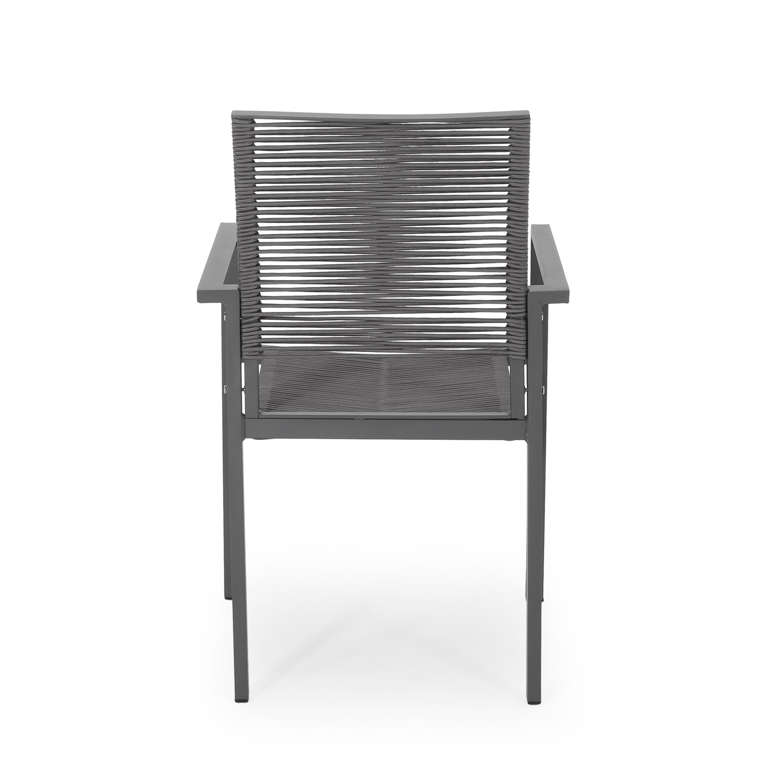 Lillian Outdoor Modern Aluminum Dining Chair with Rope Seat (Set of 2)