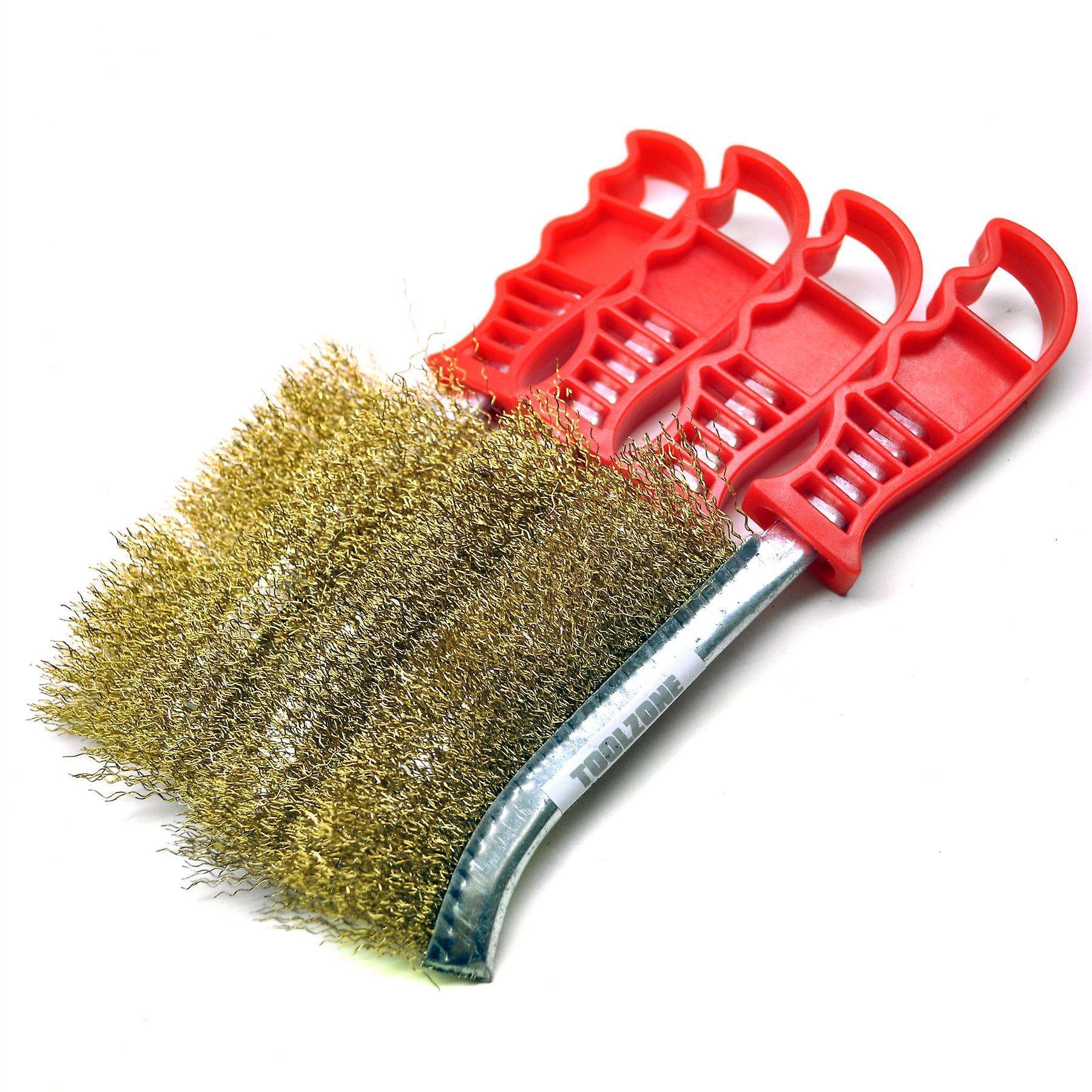 Brass Plated Rust Removal Cleaning Hand / Spid Brush (4 Pack) TE221