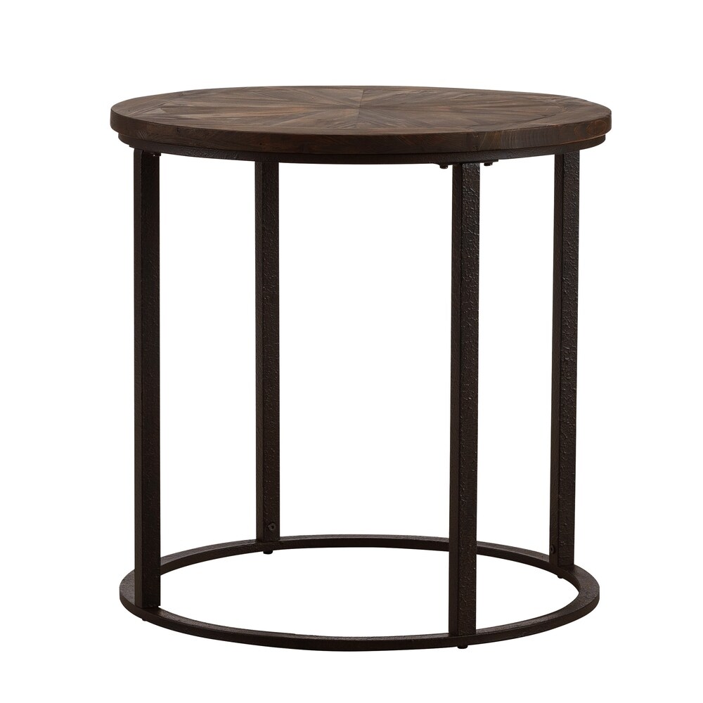 SEI Furniture Darren Modern Rustic Farmhouse Reclaimed Wood Round Side Table