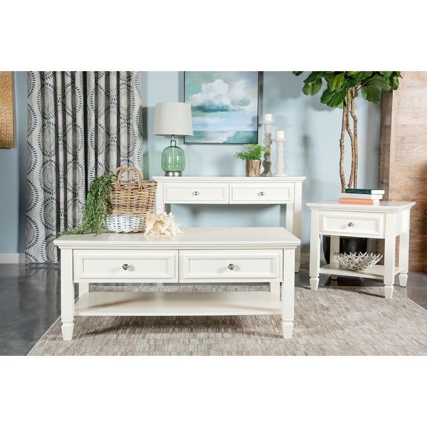 Gretchen White Square 1-drawer End Table with Lower Shelf