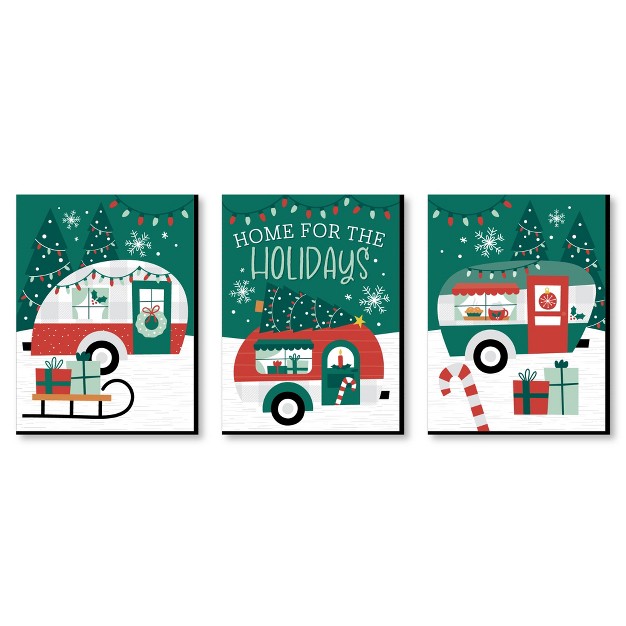 Big Dot Of Happiness Camper Christmas Red And Green Wall Art And Holiday Home Decor 7 5 X 10 Inches Set Of 3 Prints