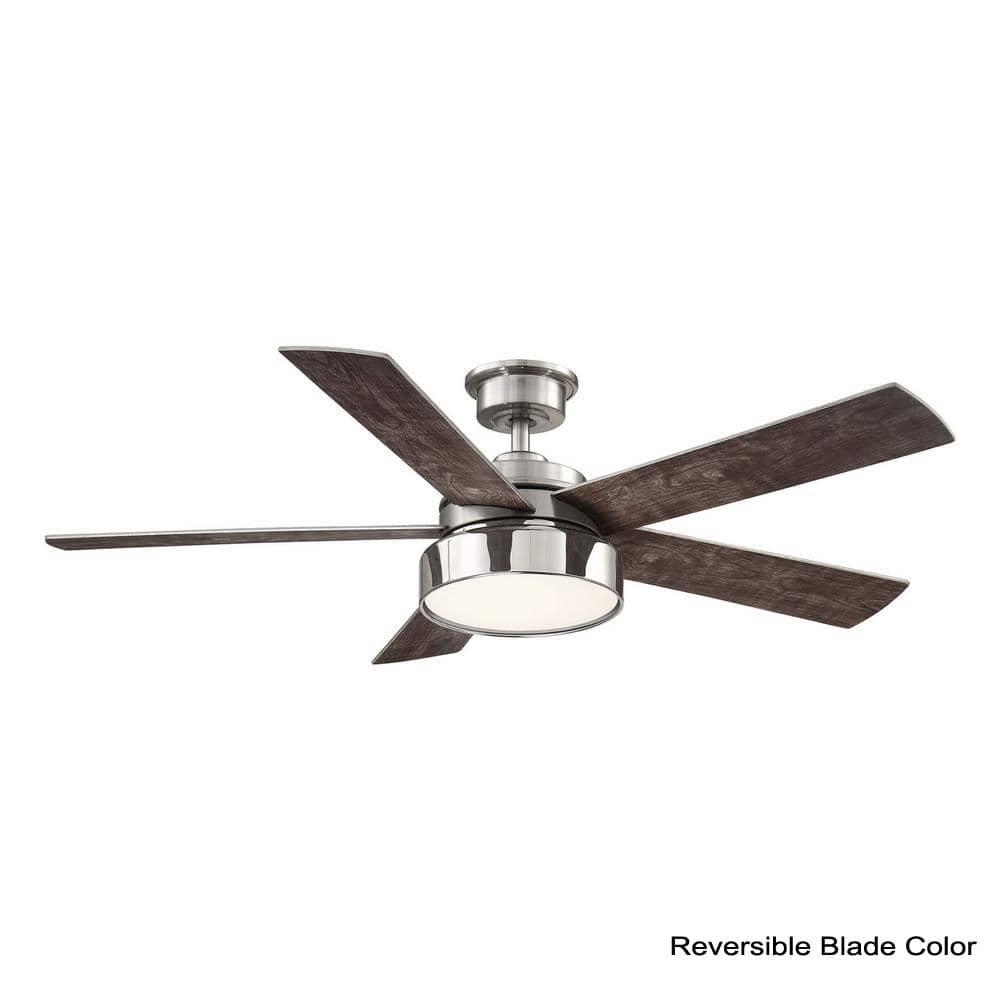 Home Decorators Collection Cherwell 52 in LED Brushed Nickel Ceiling Fan with Light