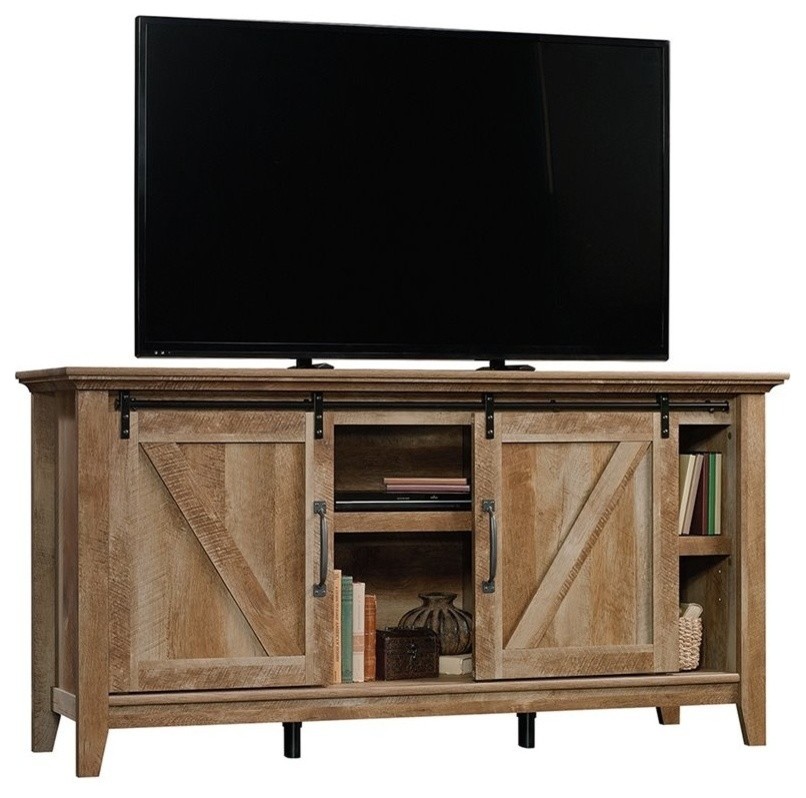 Pemberly Row Engineered Wood TV Stand for TVs up to 70 quotin Craftsman Oak   Farmhouse   Entertainment Centers And Tv Stands   by Homesquare  Houzz