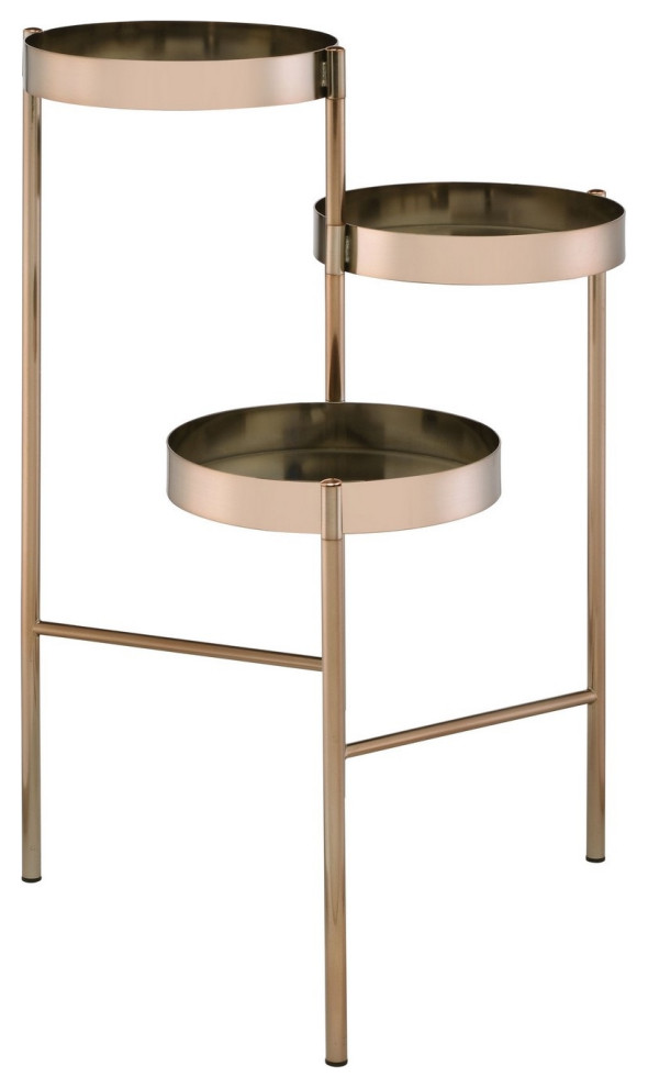 Plant Stand With 3 Tier Design And Folding Metal Frame  Gold   Contemporary   Plant Stands And Telephone Tables   by VirVentures  Houzz