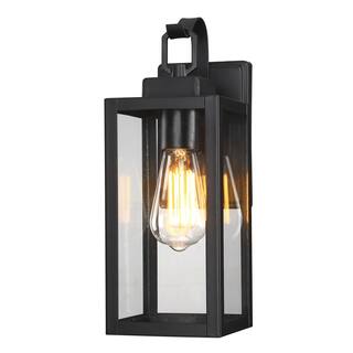 13 in. 1-Light Matte Black Hardwired Outdoor Wall Lantern Modern Sconce with Clear Glass UTO-12151