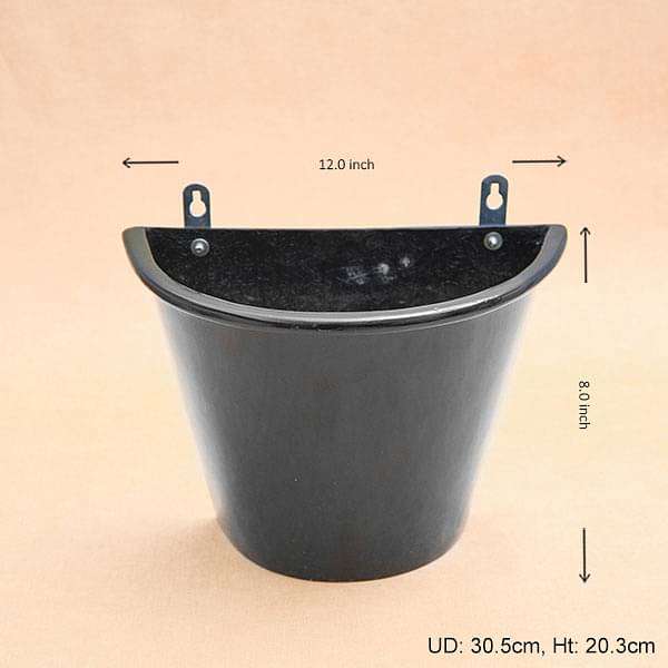 12 inch (30 cm) SML-009 Wall Mounted D Shaped Fiberglass Planter (Black)