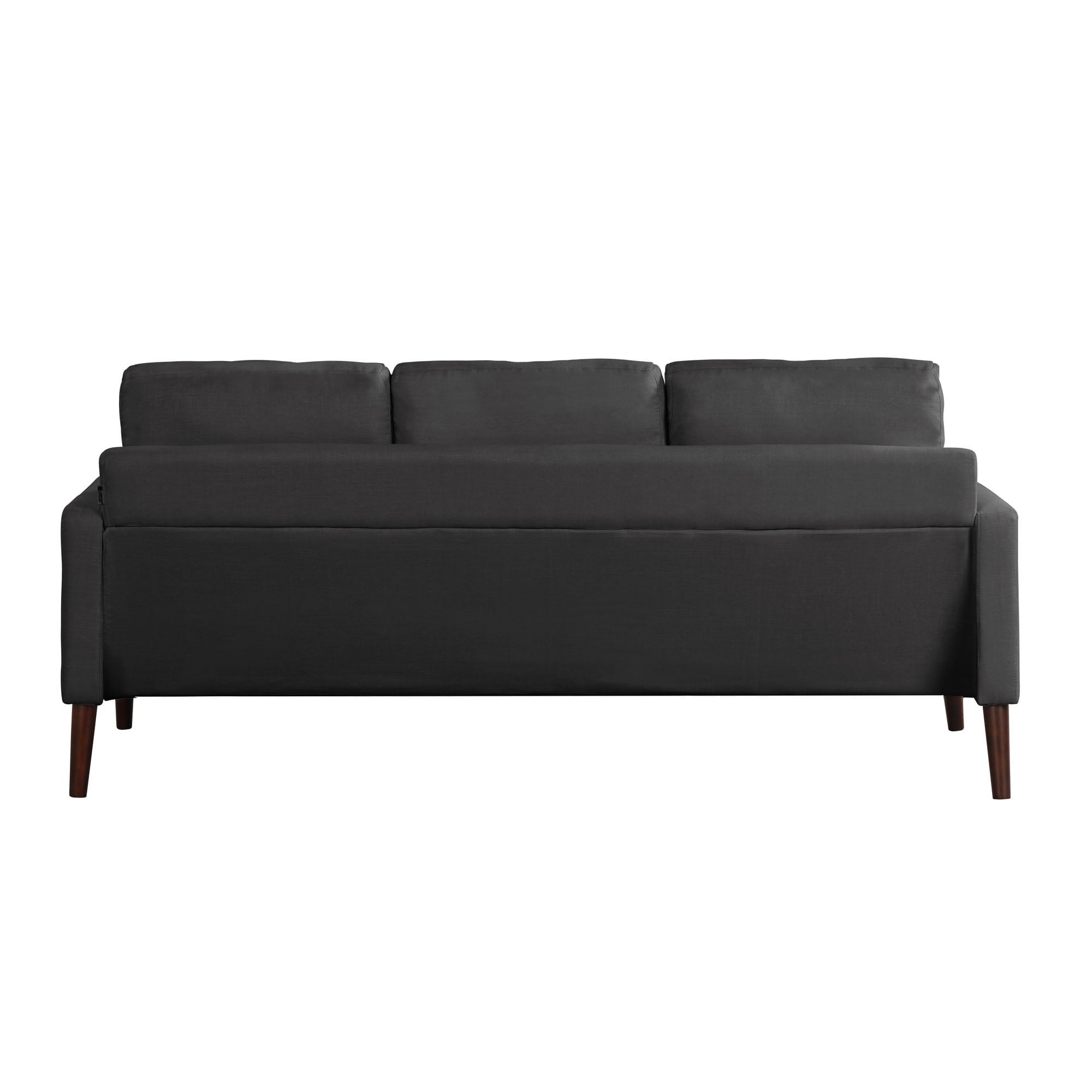 Elm & Oak Nathaniel Sofa with Side Pocket and USB Power, Black Upholstery