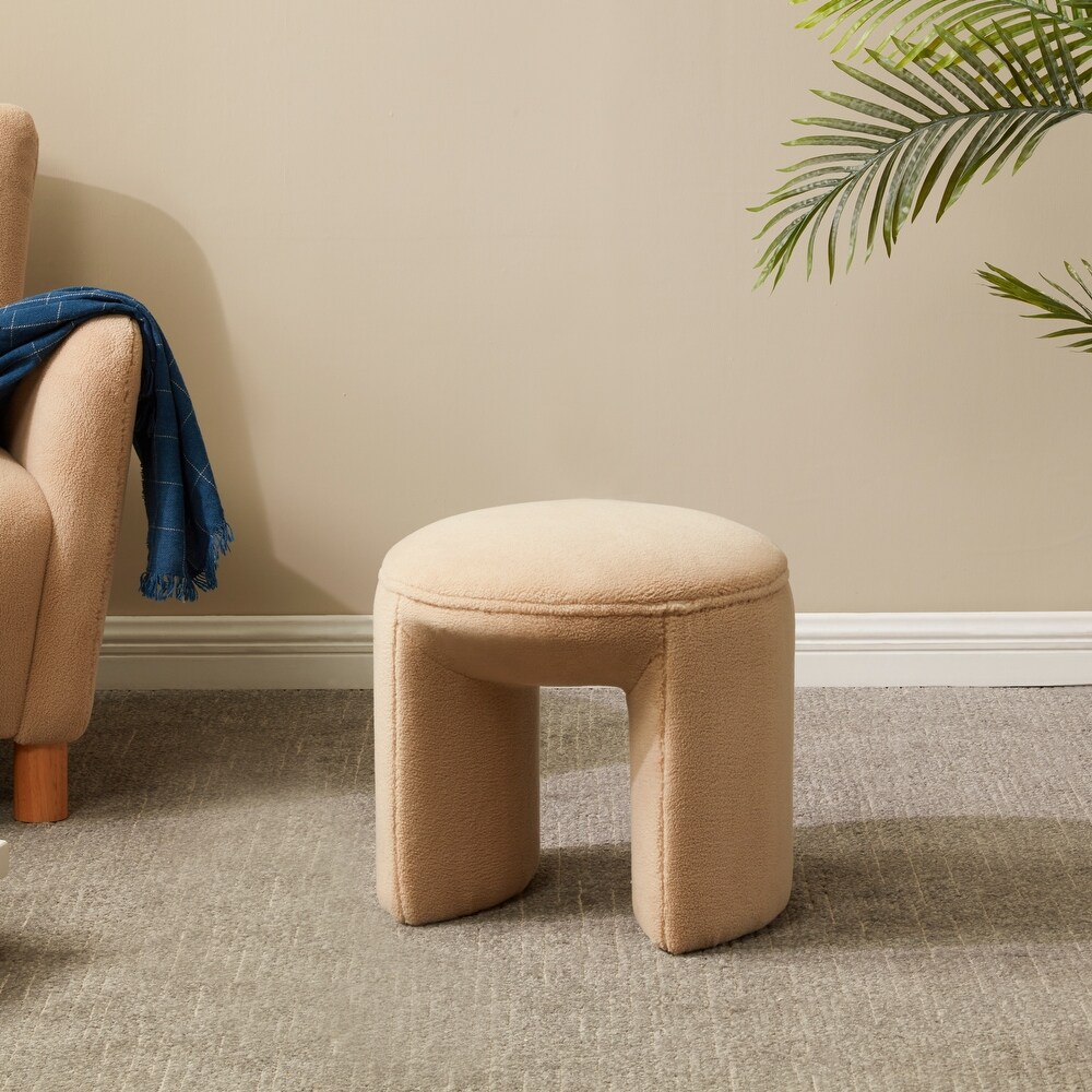 SAFAVIEH Couture Vivie Contemporary Faux Shearling Stool Ottoman