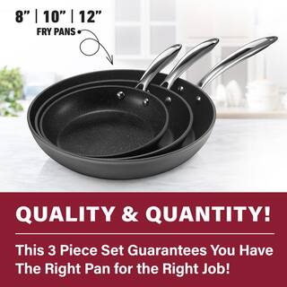 GRANITESTONE Professional 3-Piece Aluminum Ultra-Nonstick Hard Anodized Diamond Infused Fry Pan Set (8 in. 10 in. 12 in.) 7197