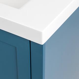 Home Decorators Collection Radien 60.5 in. W x 18.75 in. D x 34.14 in. H Bath Vanity in Admiral Blue with White Cultured Marble Top RN60P2-AE