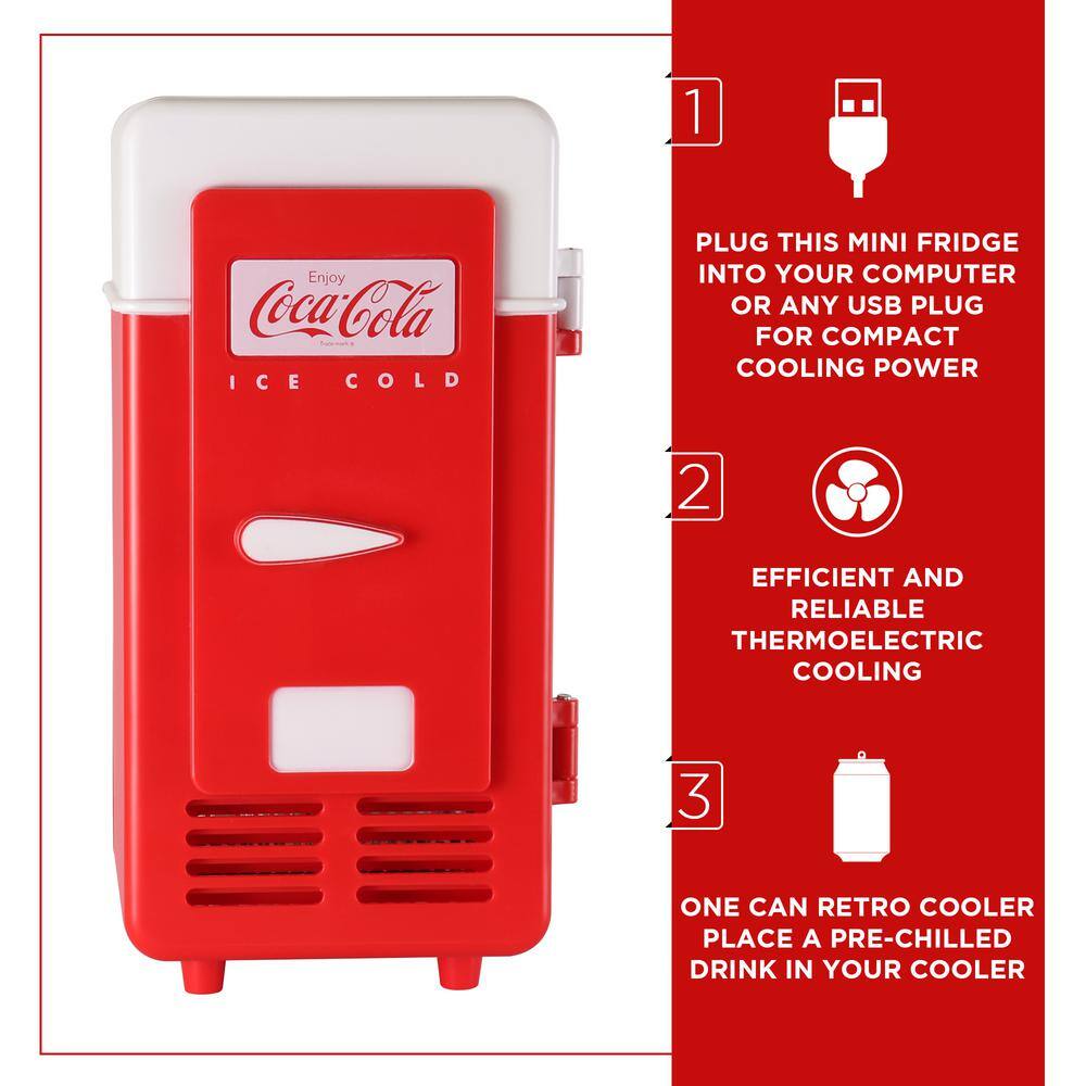 Coca-Cola Coca-Cola Single Can Cooler Red USB Powered One Can Mini Fridge for Desk Home Office Dorm CCRF-01