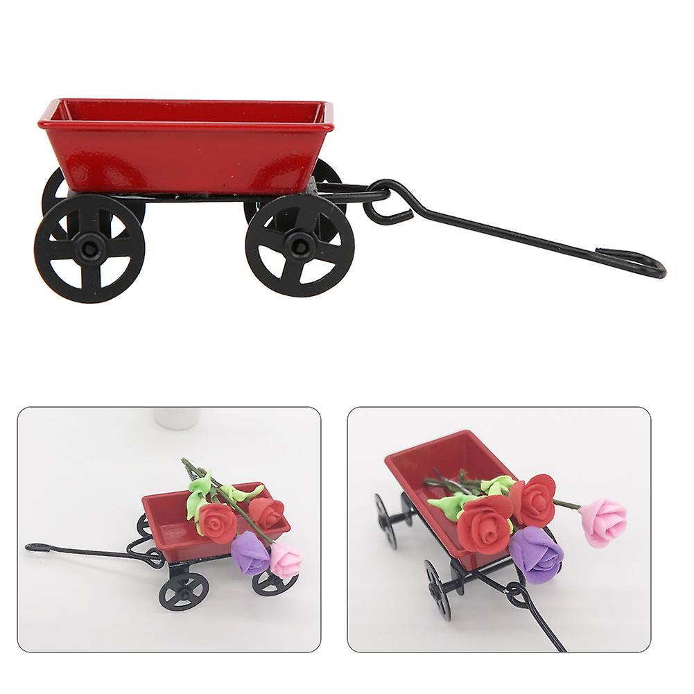 1:12 Simulation Pulling Cart Model Mini Doll House Decoration Trailer Kids Toy Gift