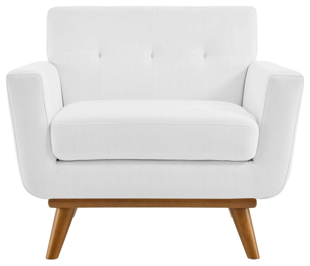 Maeve White Upholstered Fabric Armchair   Midcentury   Armchairs And Accent Chairs   by Virgil Stanis Design  Houzz