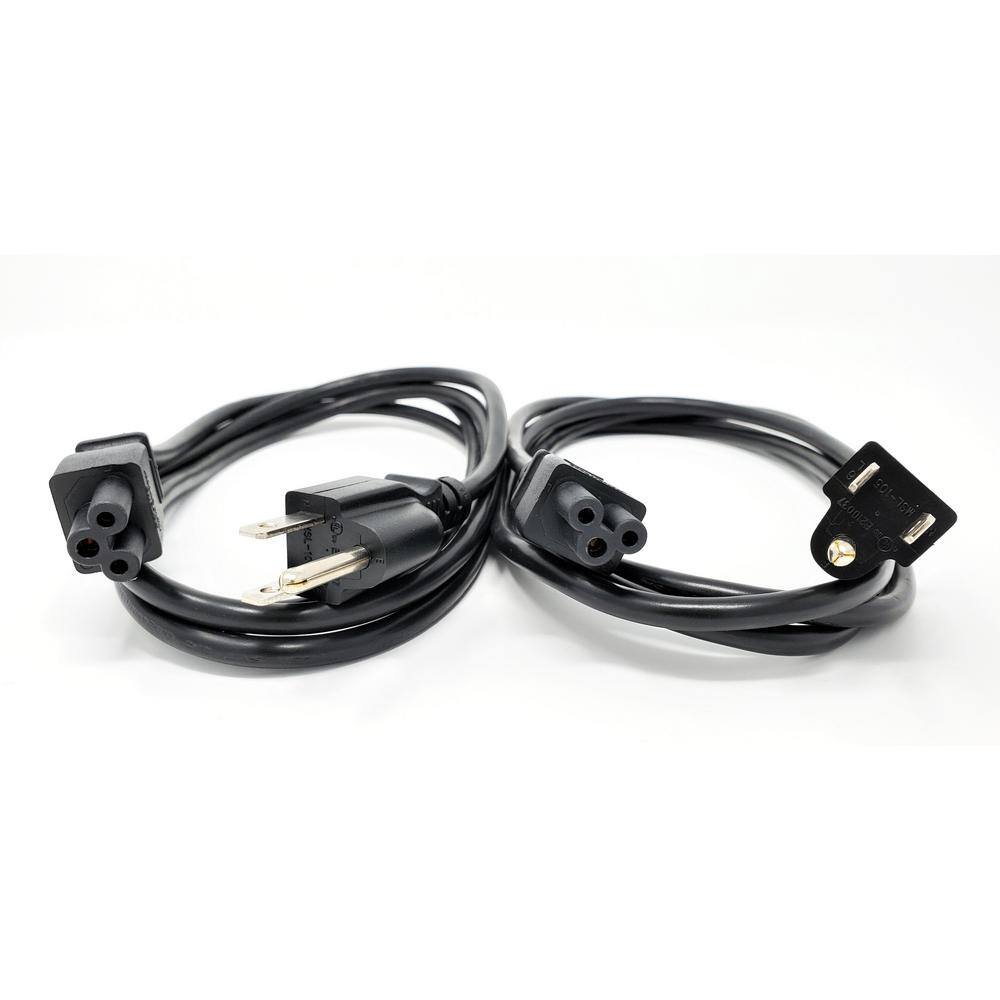 Micro Connectors Inc 6 ft. NEMA 5-15P to C5 18AWG 3-Prong Notebook TV Power Cord UL Approved in Black (2 per Box) M05-126-2P