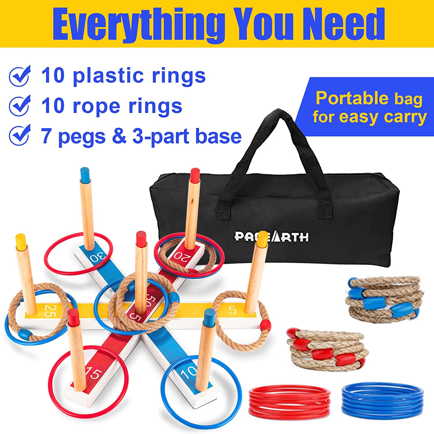 PACEARTH Ring Toss Game Yard Games Outdoor Games Lawn Game for Kids Adults Family and Party