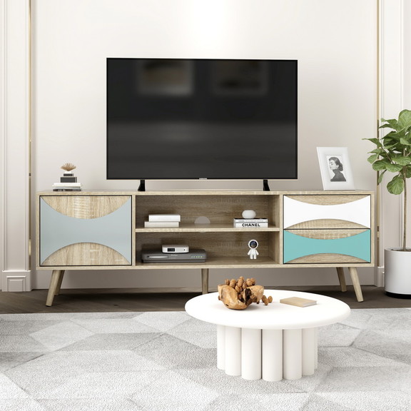 TV Stand with Storage Cabinet and Shelves  TV Cons...