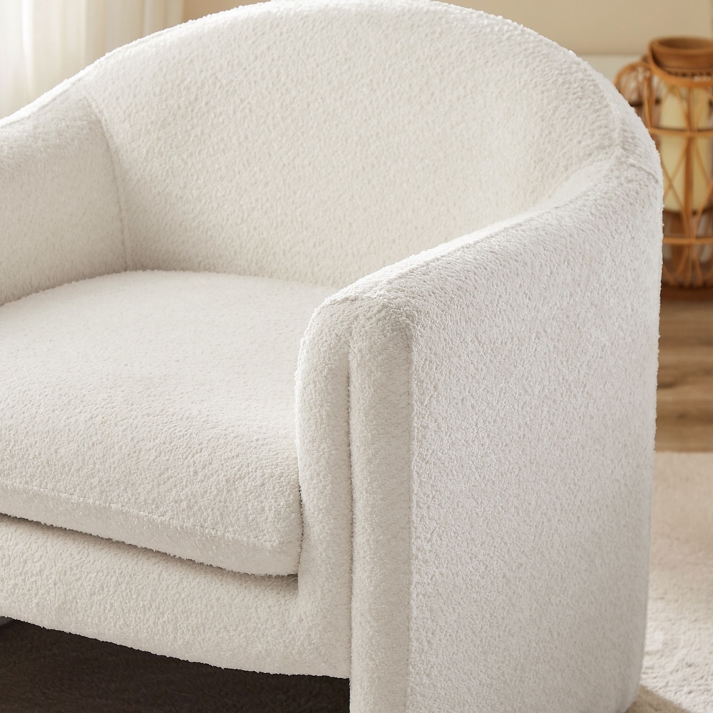 VANOMi 31.2 Inch Nordic Wide Boucle Upholstered Barrel Accent Chair