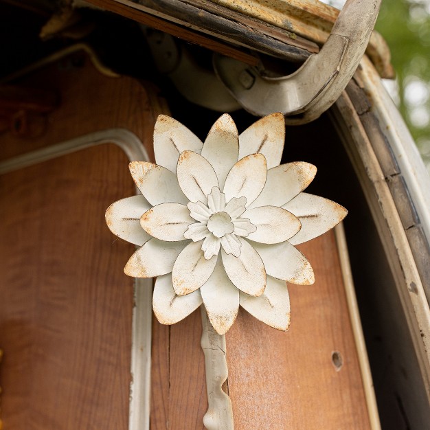 Antique Finish Wall Flower White Metal By Foreside Home amp Garden