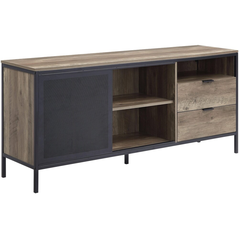 ACME Nantan TV Stand in Rustic Oak   Black Finish