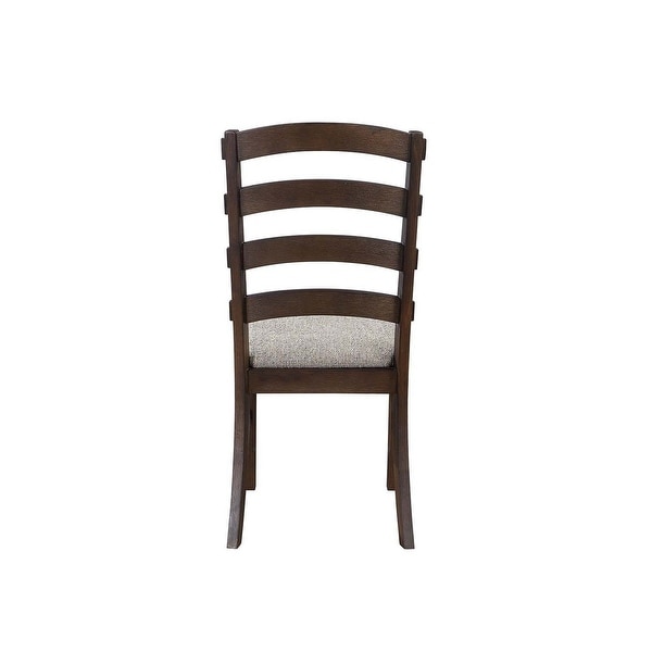 19 Inch Solid Wood Dining Chair， Curved Ladderback， Set of 2， Brown