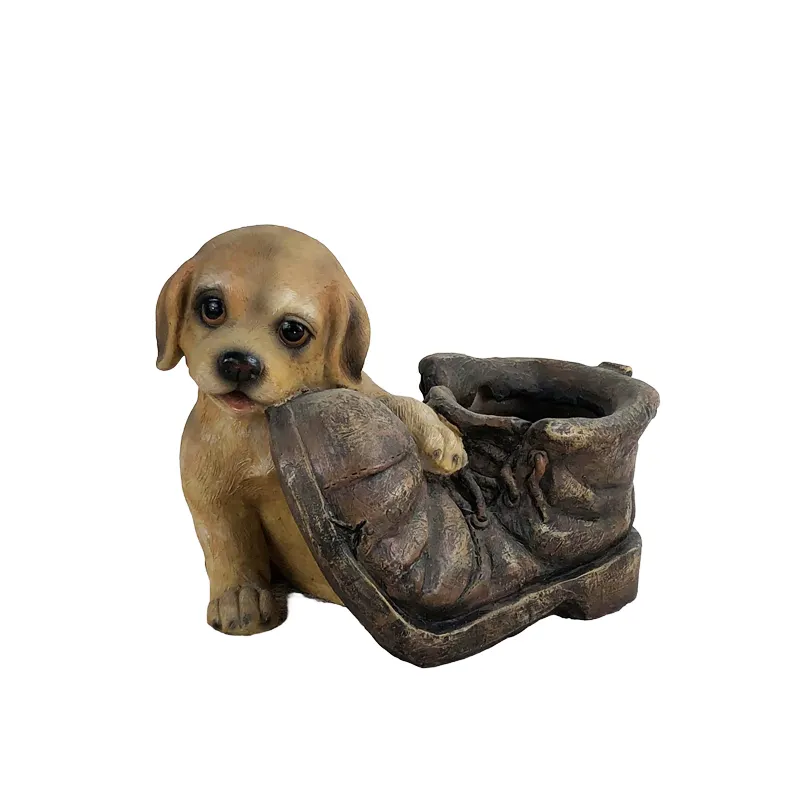 New Design Boot Shape Resin Planter Lovely Puppy Shape Animal Flower Pot Garden Supplies Decor Large Plant Pots