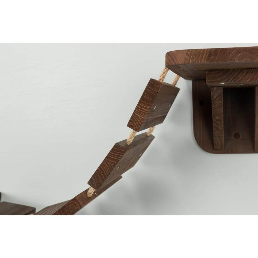 TRIXIE Brown Wall Mounted Cat Bridge with 3-Platforms Linked by Bridge 49927