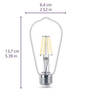 Philips 75-Watt Equivalent ST19 Clear Glass Dimmable E26 Vintage Edison LED Light Bulb Daylight 5000K (2-Pack) 574012