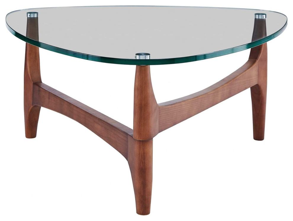 Modern Coffee Table  Unique Geometric Wooden Base With Rounded Triangular Top   Modern   Coffee Tables   by Decor Love  Houzz