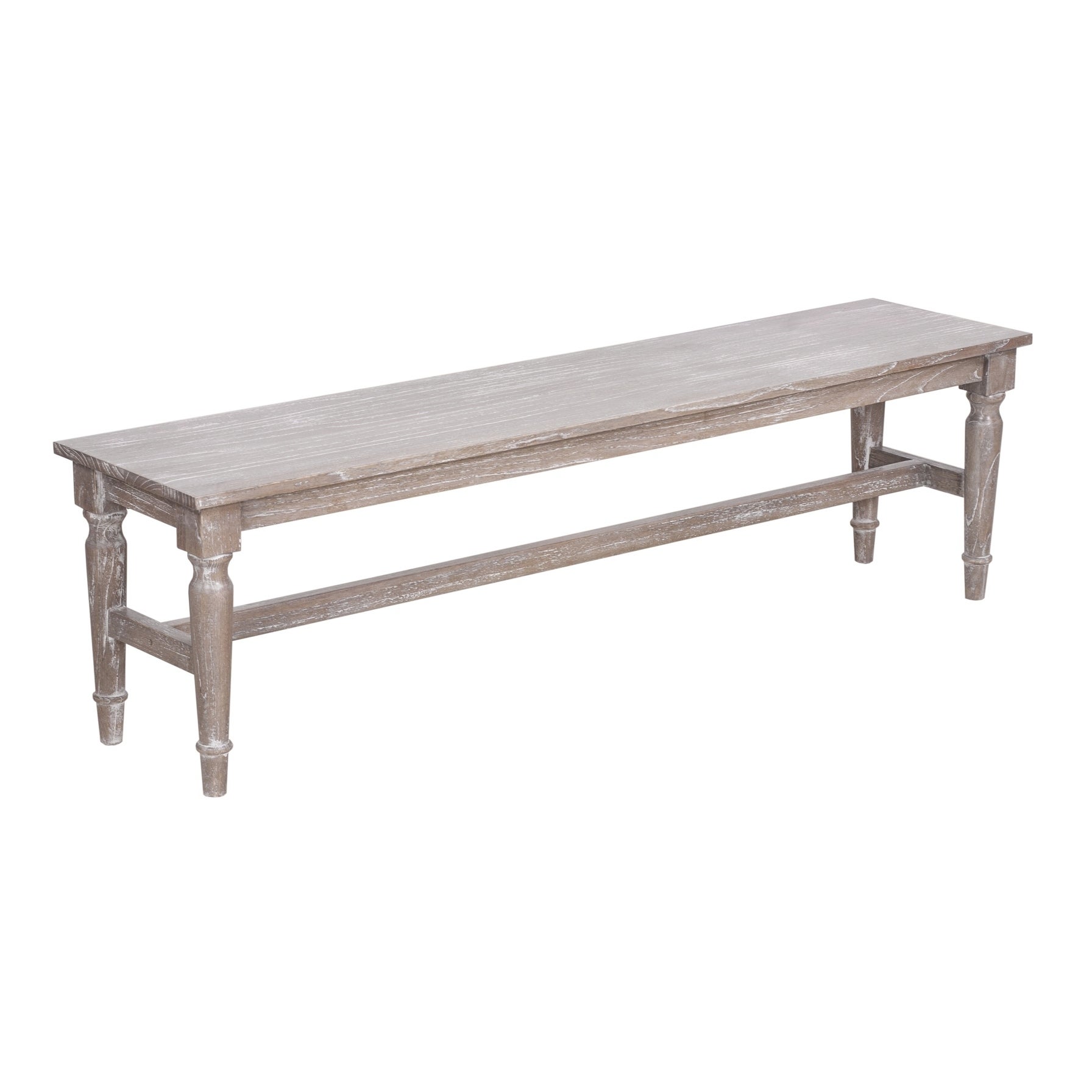 White Washed Mindi Wood Bench