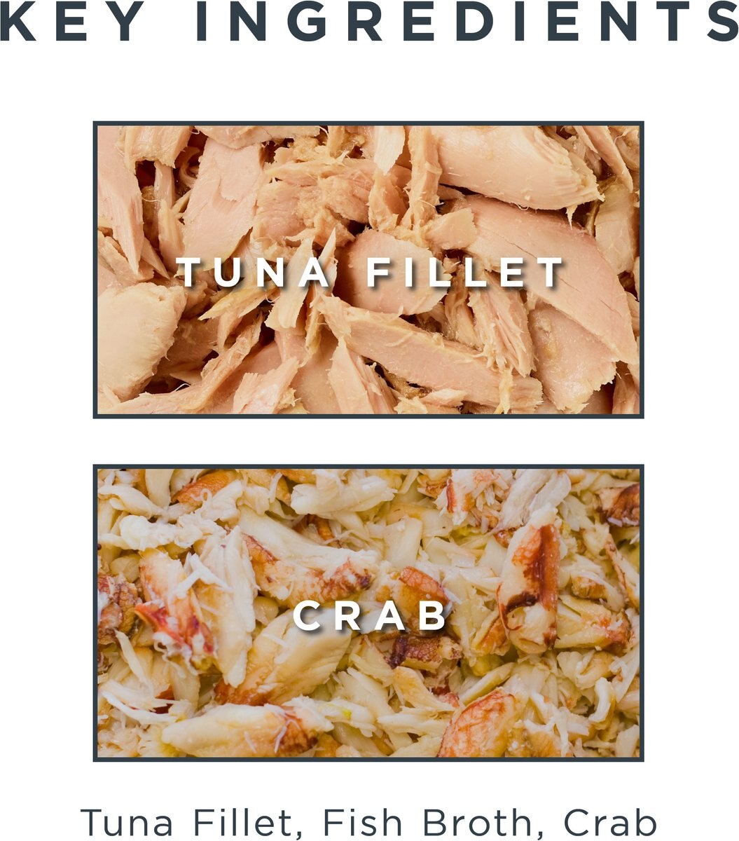 Reveal Natural Limited Ingredient Grain Free Tuna Fillet with Crab in Broth Wet Cat Food， 5.5oz， case of 12