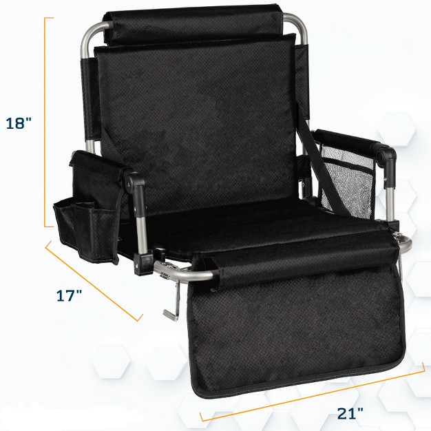 Alpcour Stadium Seat Foldable Padded Bleacher Chair With Backrest Armrest Pockets amp Cup Holder