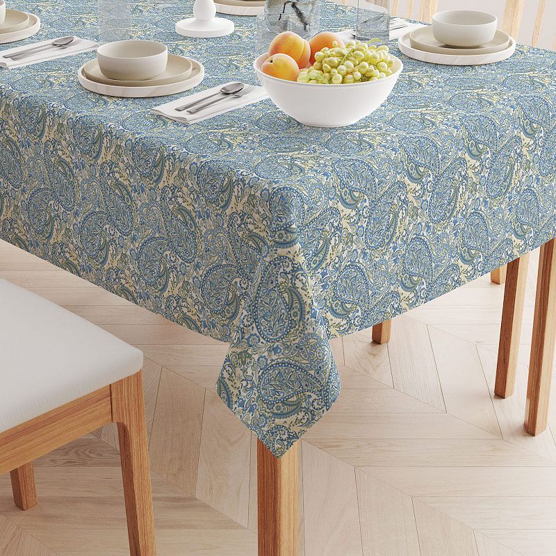 Square Tablecloth， 100% Polyester， 54x54， Blue Paisley