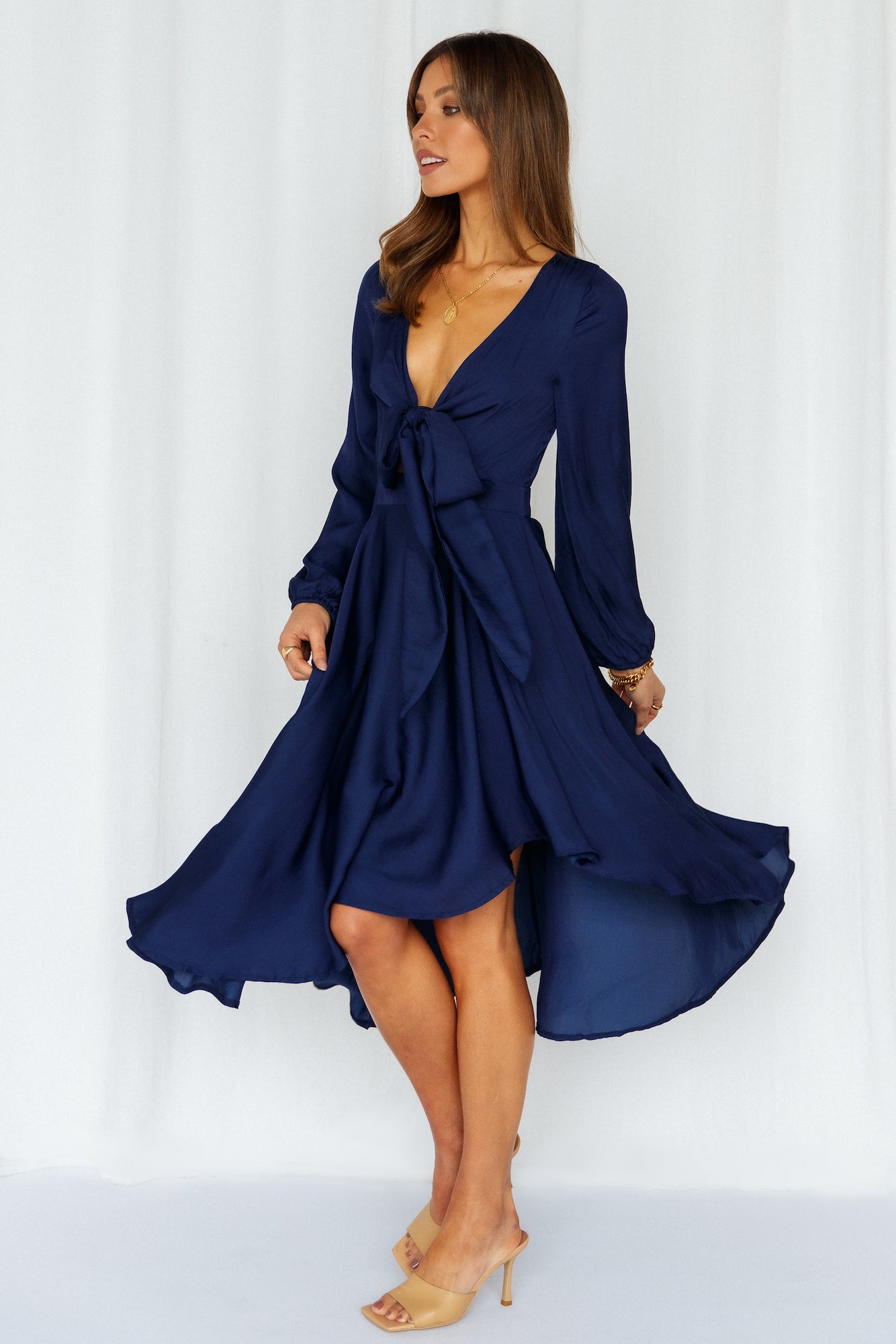 Talk Fast Midi Dress Navy